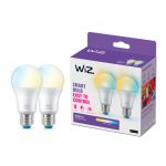 Podwójny pakiet 2x WiZ Smart LED E27 Gruszka Matowy 8W 806lm | Najlepsze Renderowanie Kolorów - Ściemnianie - Zamienne 60W