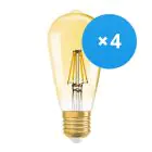 Opakowanie 4x Ledvance Vintage 1906 LED E27 Gruszka Złoty 2.5W 220lm - 824 Bardzo Ciepła Biel | Zamienne 22W